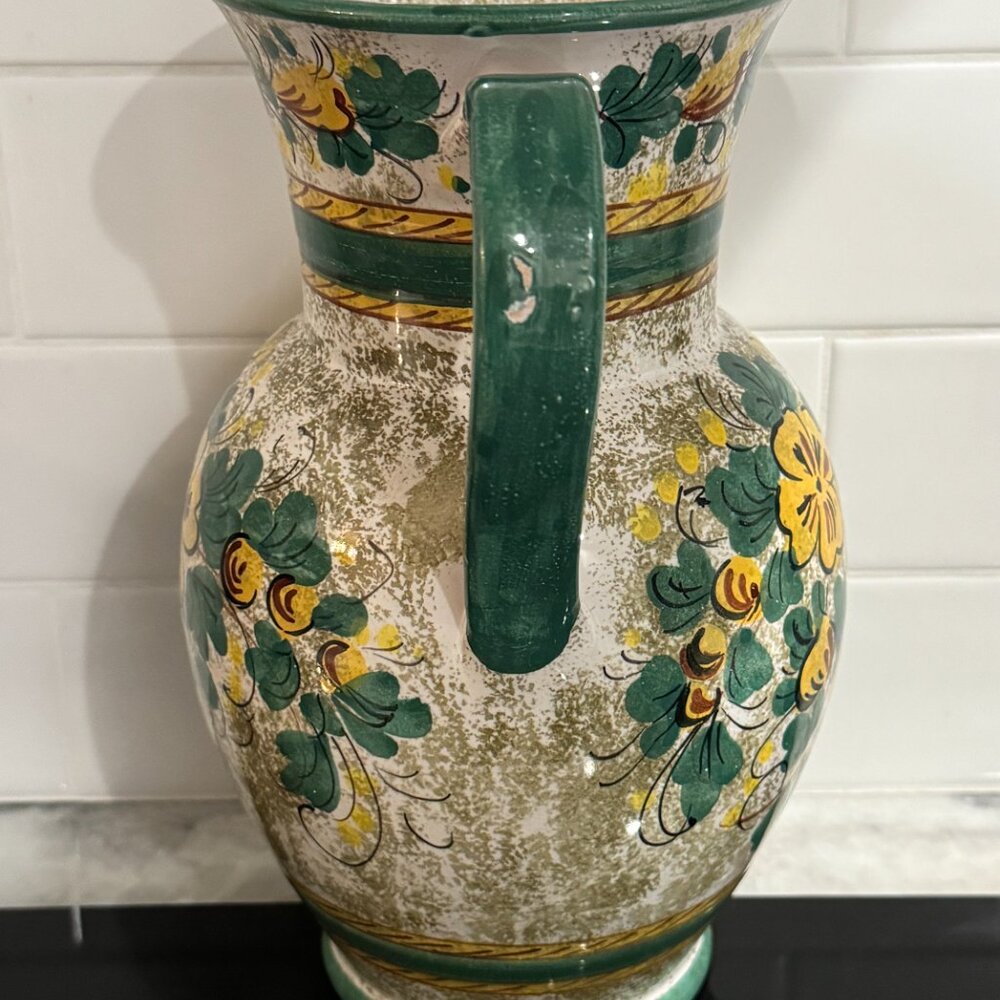 WERTARBEIT HERSTELLUNG VERTRIEB Pottery vase Large Pitcher Flowers Green 214/25 - Picture 11 of 16